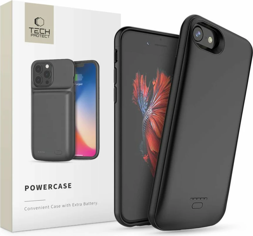 Mbështjellës Tech-Protect Battery Pack për iPhone 6/6S/7/8/SE 2020/2022, 3200mAh, Zi