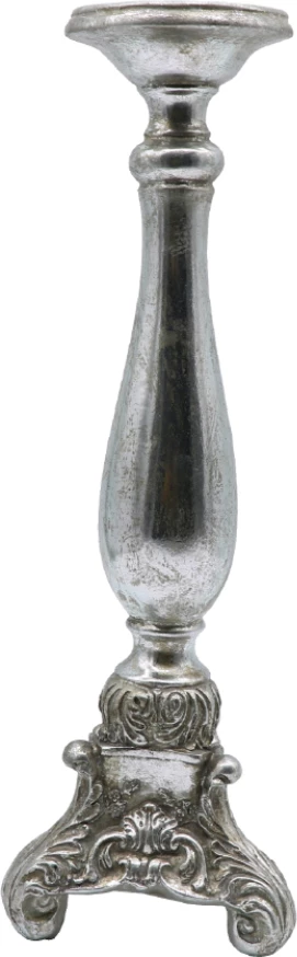 Mbajtës qirinjsh GABI, polirezine, ngjyrë argjendi, 13x13x37 cm