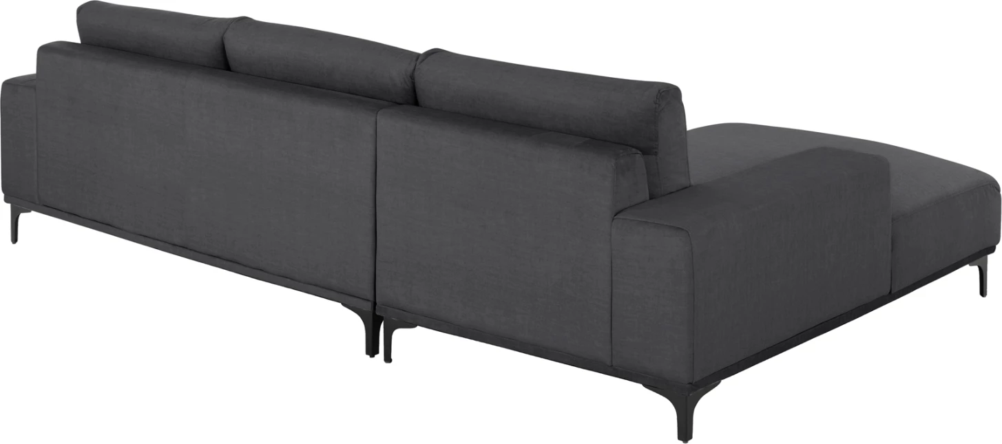 Divan qoshe (majtas) NOA FH3278.02L, pëlhurë antracit, 288x90-157x67-80H cm