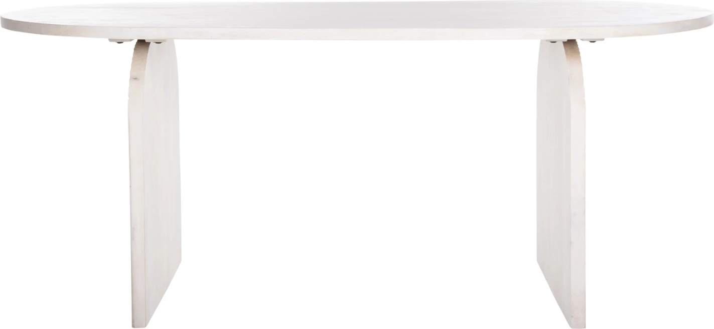 Tavolinë ovale për ngrënie, dru mango, ngjyrë e bardhë, FH9690, 180,5x90,5x76 cm