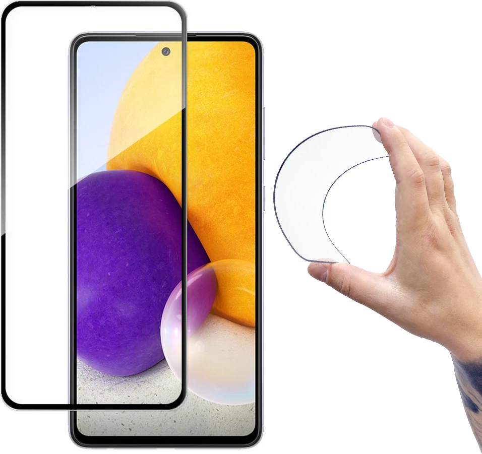 Mbrojtës ekrani Wozinsky Full Cover Flexi Nano Glass me kornizë për Samsung Galaxy A72, zi