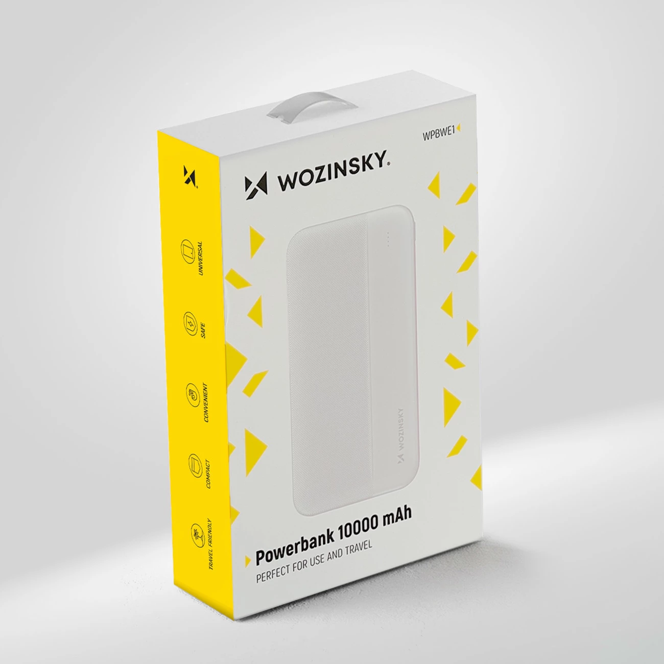 Powerbank Wozinsky WPBWE1, 10000mAh, 2x USB, Bardhë
