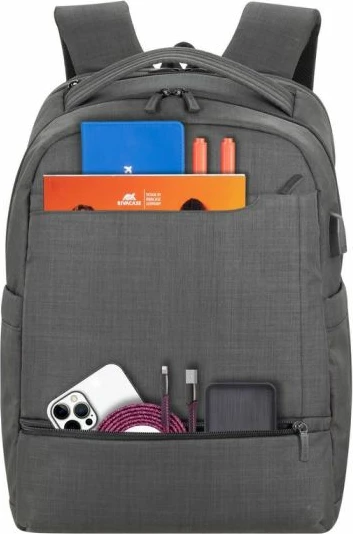çantë shpine për laptop RIVACASE 8363 15.6" me portë USB, gri grafit