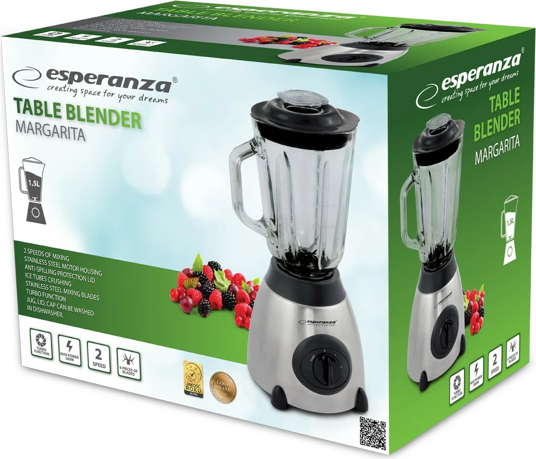 Blender Esperanza Margarita EKM020, 1.5L, 500W, Inox, i zi