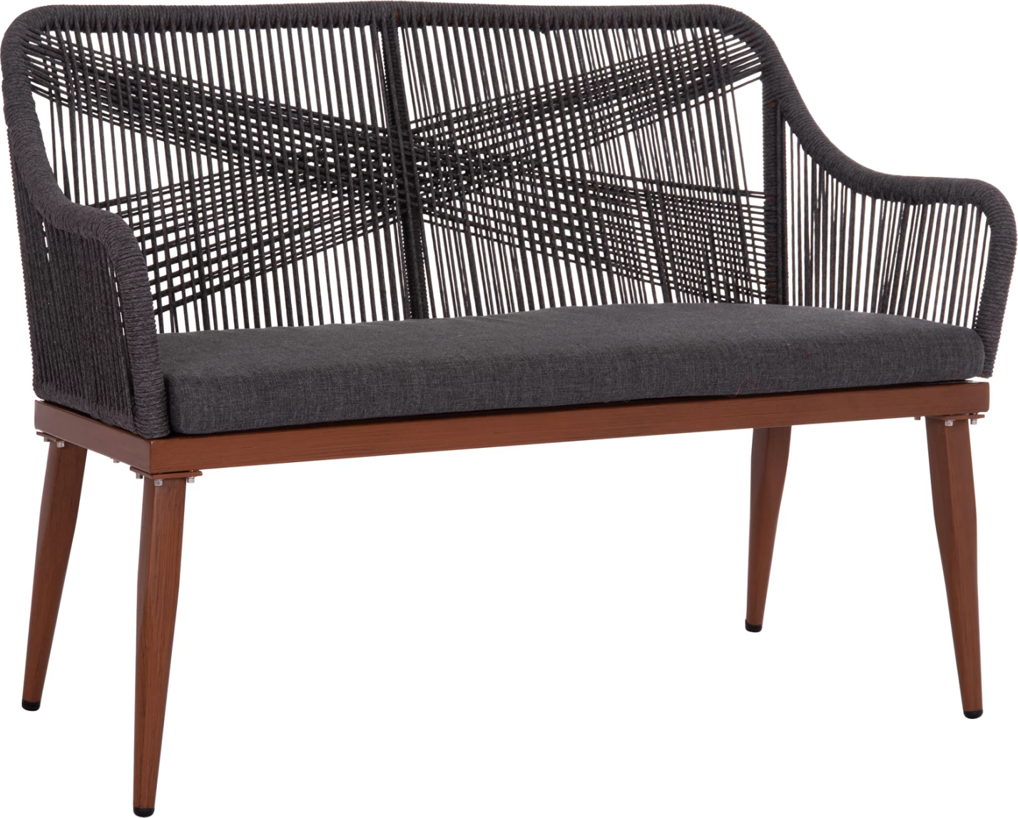 Divan i jashtëm dy vendësh MYRTIA, alumin kafe, litar p.e. antracit, 123x61x90cm