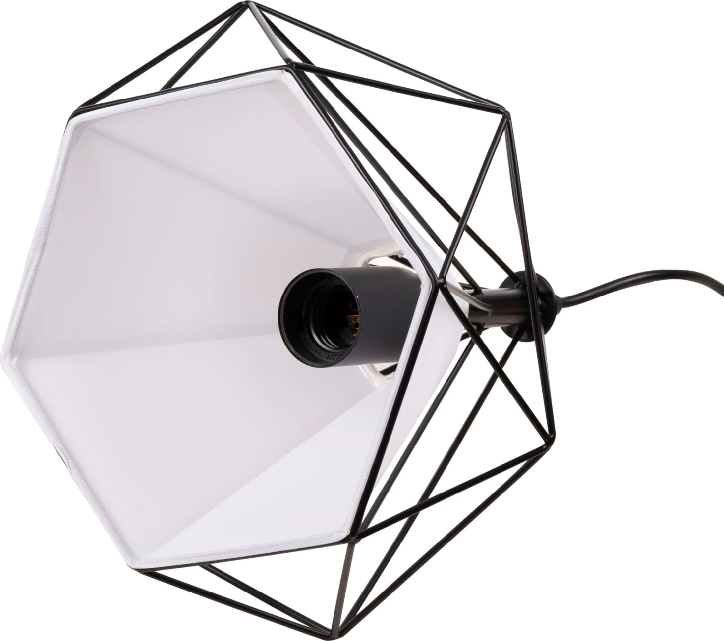 Llambë varëse tavani FH4065, kapak metali i zi, mbulesë llambë e bardhë, 25x25x125 cm