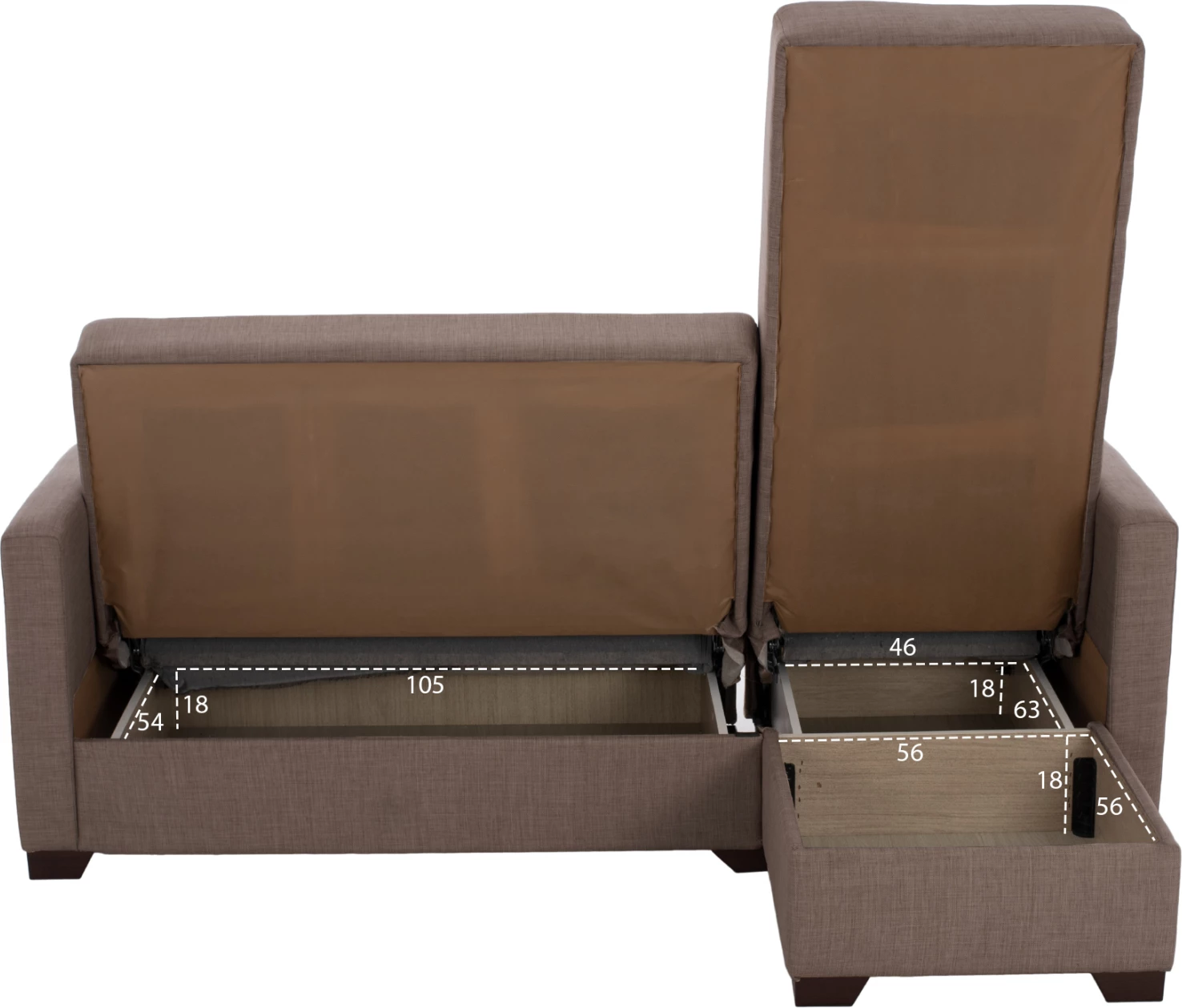 Divan qoshe, krevat, i kthyeshëm, ngjyrë kafe, FH3244.02, 200x133x77