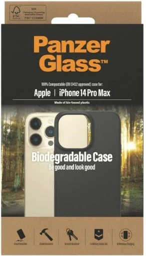 Mbështjellës PanzerGlass për iPhone 14 Pro Max, Biodegradueshëm, i zi