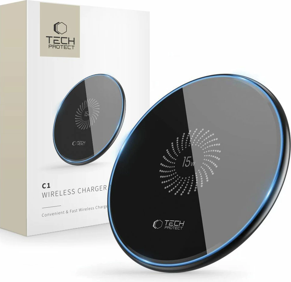 Karikues wireless Tech-Protect QI15W-C1, 15W, me LED, i zi