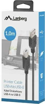 Kabllo Lanberg, USB-A/USB-B, 1m, i zi