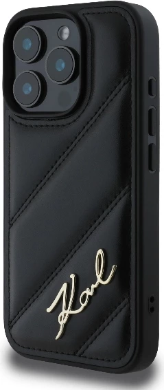 Mbështjellës Karl Lagerfeld Quilted Signature për iPhone 16 Pro Max, i zi