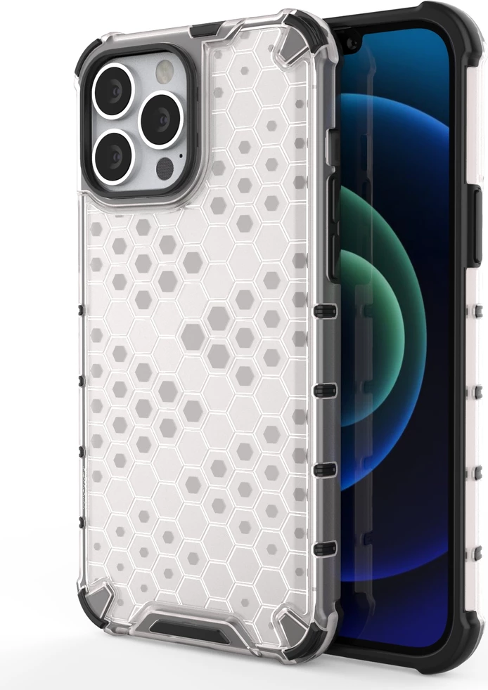Mbështjellës Hurtel Honeycomb për iPhone 13 Pro Max, transparent