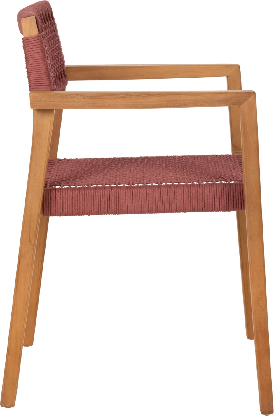 Karrige me krahë Charlotte, dru tik natyral dhe litar rozë, 59x54x83H cm