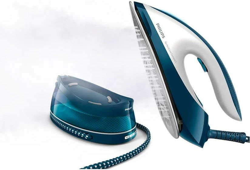 Hekur me gjenerator avulli, Philips, PerfectCare Compact GC7844/20, 2400 W, 1.5 L, 120 g/min, boost 400 g/min, kabllo 1.8 m, Sea/White