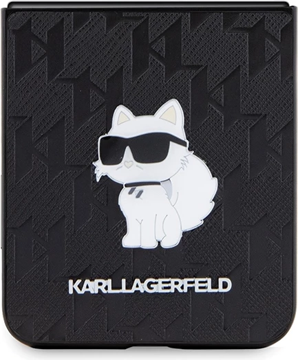 Mbështjellës Karl Lagerfeld Saffiano Monogram Choupette Pin për Samsung Galaxy Z Flip 5, i zi