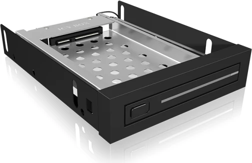 Kasë rack 3.5" për disk 2.5" SATA ICYBOX IB-2216StS, 6 Gbit/s, Hot Swap, e zezë, set me kabllo