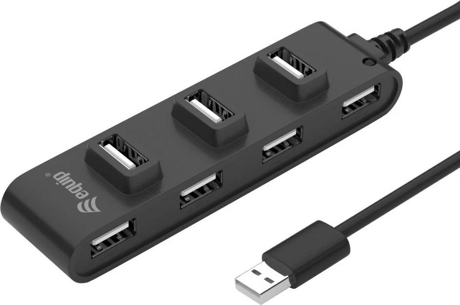 USB hub Equip 7-Port USB 2.0, 480 Mbit/s, zi