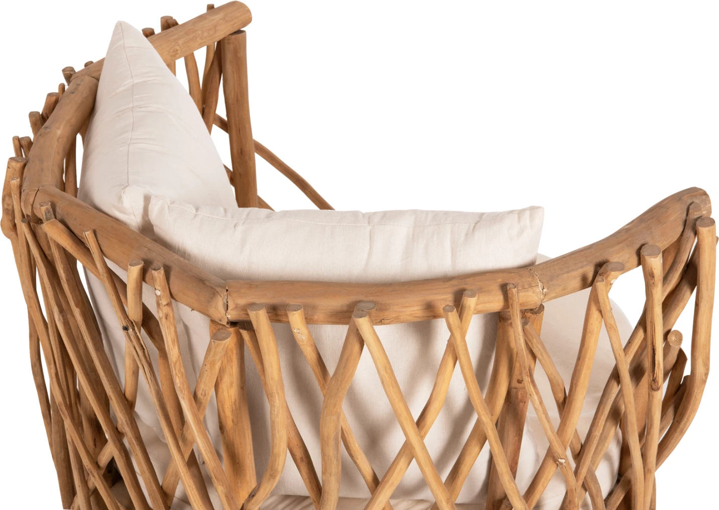 Fotelje KAAN FH5994 degë TEAK, jastëk të bardhë, 95x89x80H cm.