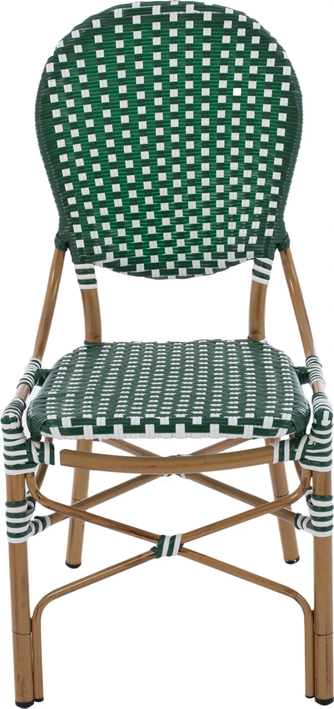 Karrige alumini pamje bambuje me thurje jeshile dhe bardhë FH5792.01 47x55x98 cm