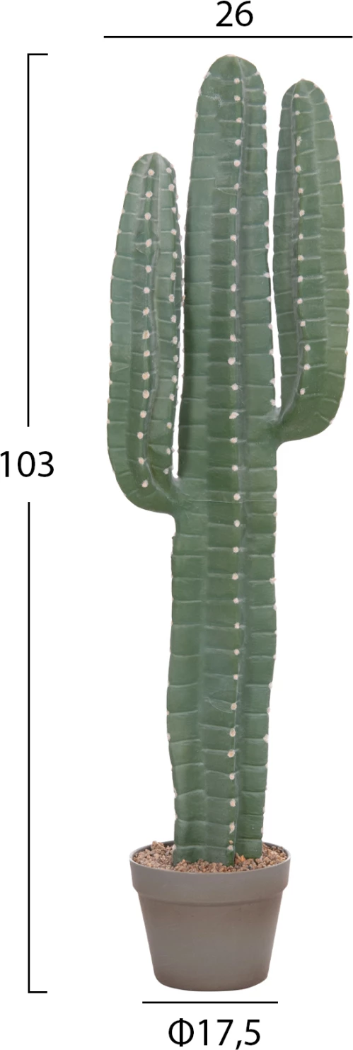 Bimë dekorative sintetike në vazo, lloj kaktusi, FH4742, 17.5x26x103cm