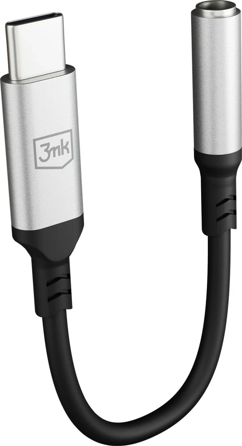 Adapter 3MK USB-C - miniJack, argjendtë-zi