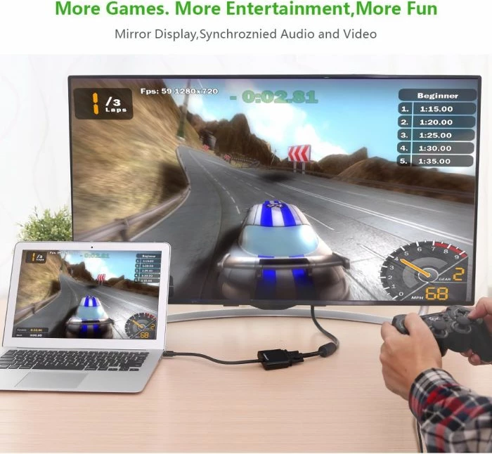 Konvertues UGREEN 10459 Mini DisplayPort në VGA 15cm, i zi (me kuti)