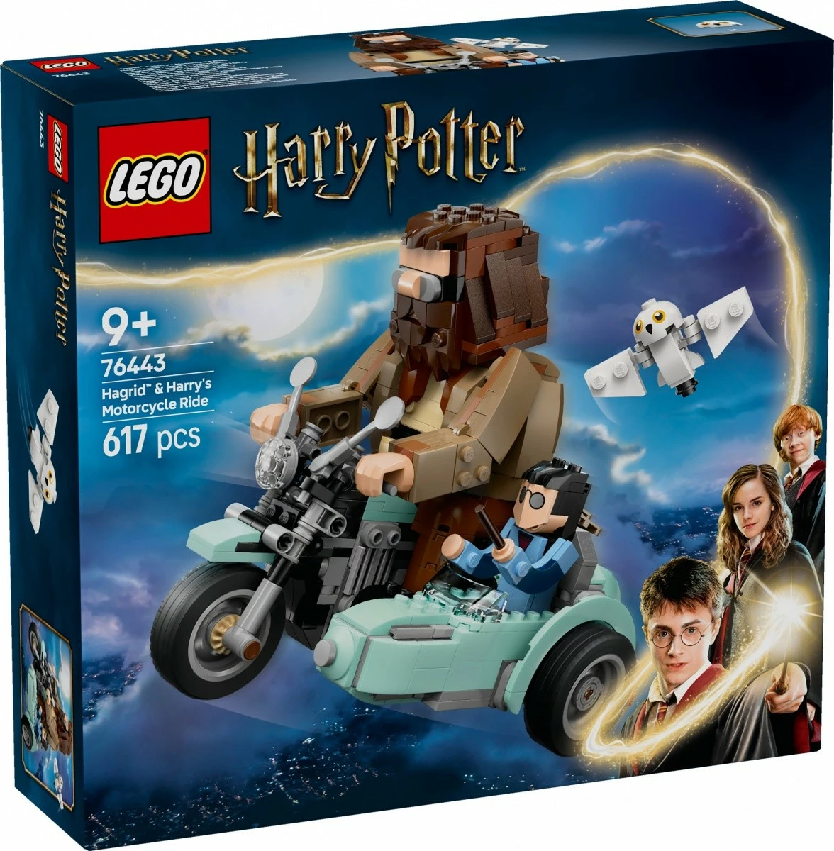 Set LEGO Harry Potter 76443, Motoçikletë me anësore Hagrid & Harry, 617 pjesë, plastikë