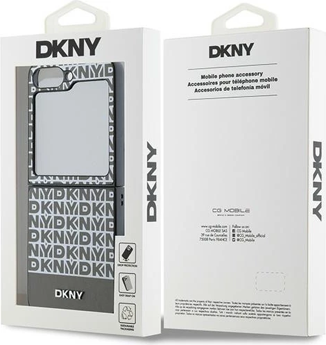 Mbështjellës DKNY Repeat Pattern Bottom Stripe për Samsung Galaxy Z Flip 6, Kafe