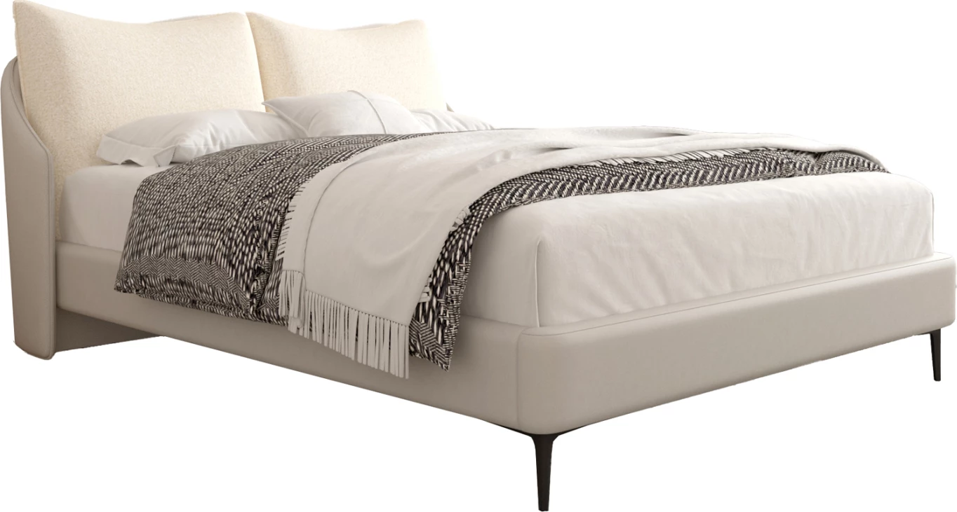 Krevat dopio Brittania, material stof & PVC, bezhë, për dyshek 160x200cm