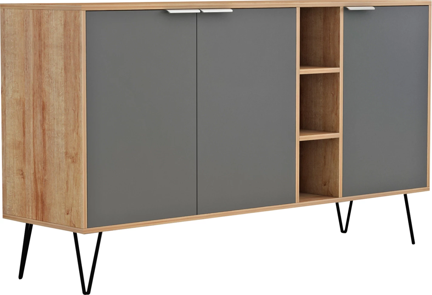 Bufe CABRON FH8874.11 melaminë, këmbë metalike të zeza, 142x40x83H cm