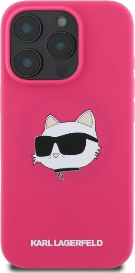 Mbështjellës, Karl Lagerfeld, Silicone Choupette Head Print, për iPhone 16 Pro Max, me MagSafe, fuchsia