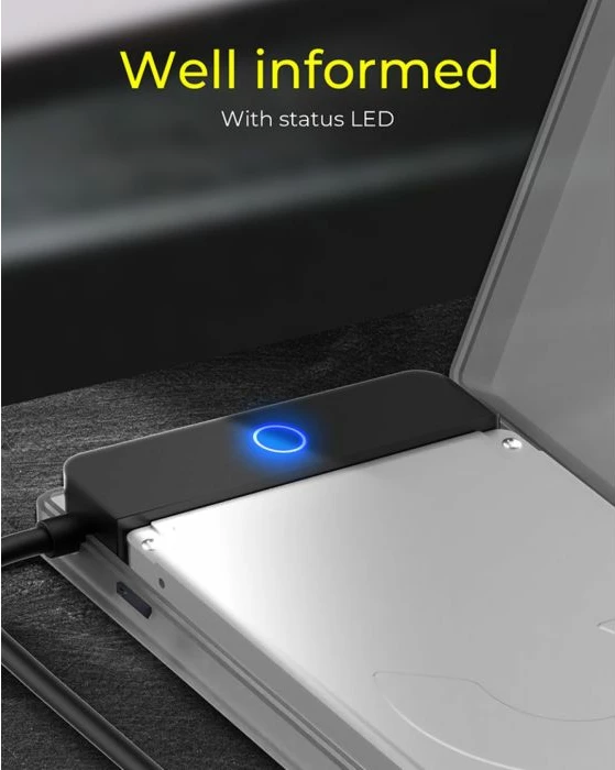 Adapter/kasë USB 3.2 Gen 1 për HDD/SSD 2.5" SATA, ICYBOX IB-AC603B-U3, 5 Gbit/s, kabllo USB-A 16 cm, antracit/zi, set