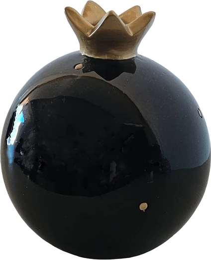 Dekor shege fatlume për Vitin e Ri, ngjyrë e zezë dhe ari, 11x11x13cm