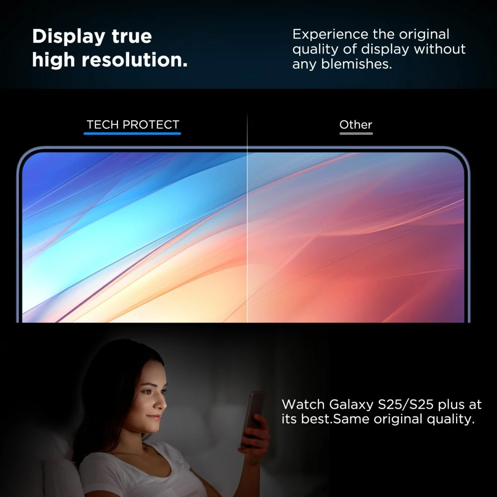 Xham mbrojtës Tech-Protect Quick Set+ për Samsung Galaxy S25+, Transparent, set prej 2 copë