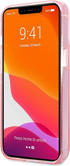 Mbështjellës Karl Lagerfeld KLHCP13XKHTUGLP për iPhone 13 Pro Max, hardcase, rozë me glitter