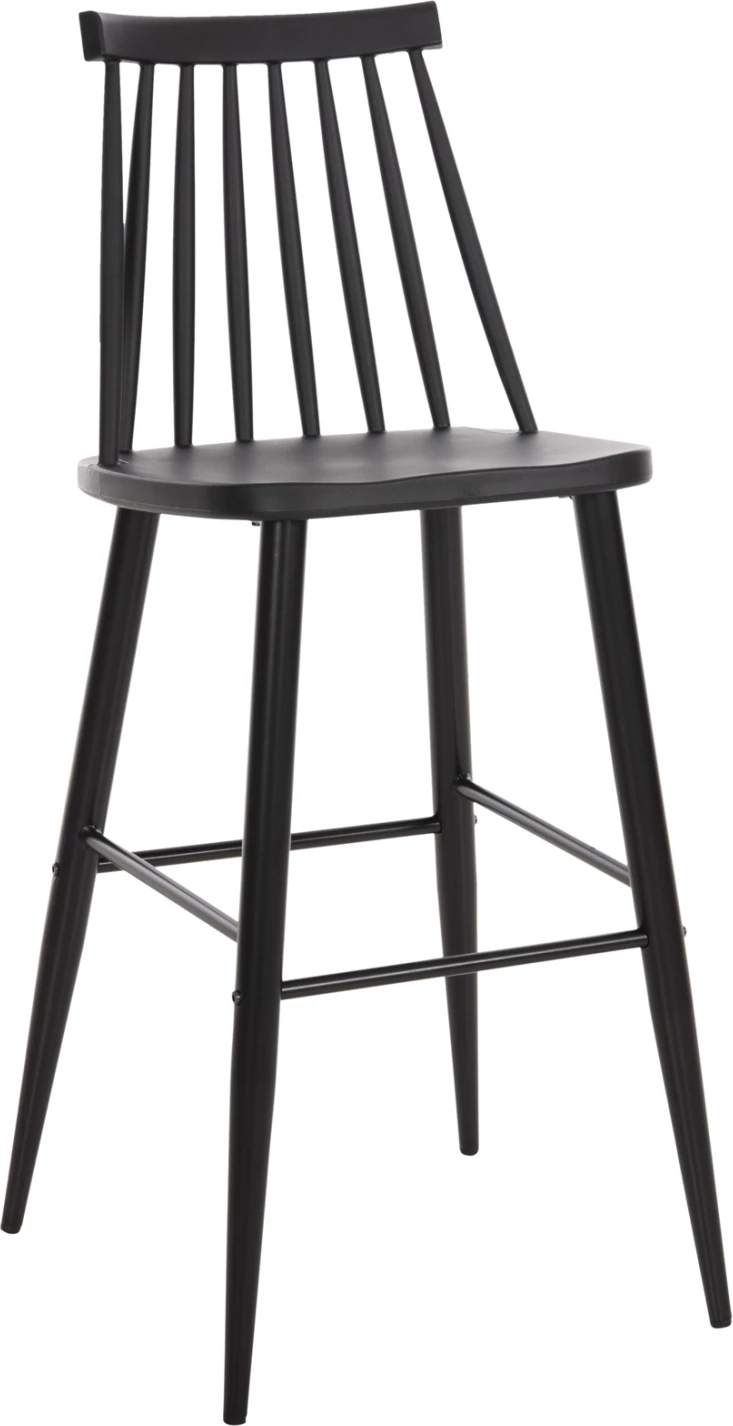 Karrige për bar, vend i lartë, VANESSA FH8459.12, e zezë PP & këmbë metalike të zeza, 47x48,5x107H cm., set prej 2 copë