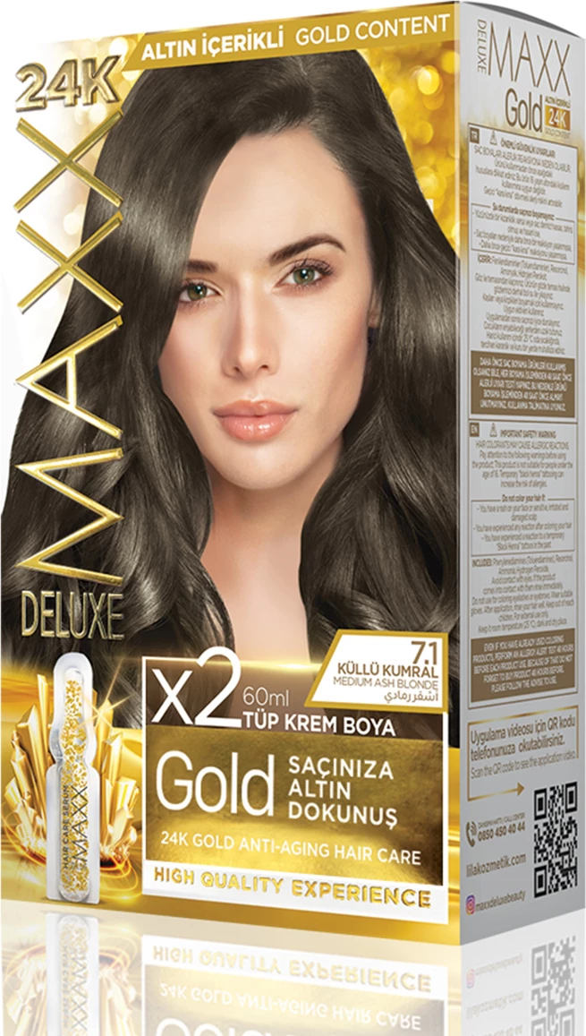 Ngjyrë për flokë MAXX GOLD SET 7.1 Ash Blonde, 50 ml