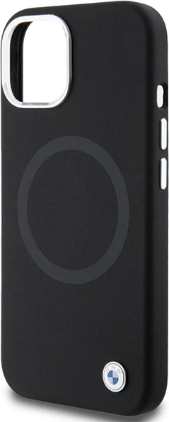 Mbështjellës BMW Signature Liquid Silicone MagSafe për iPhone 15, i zi