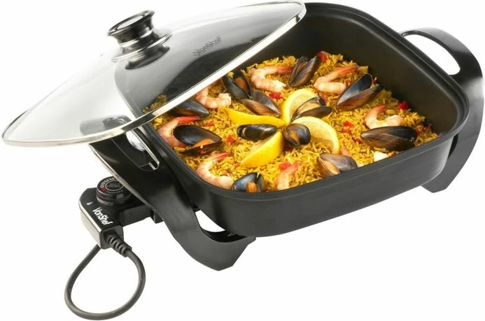 tigan elektrik VonShef 2007089 1500W 30x30cm katror, zi, me adaptor UK/EU