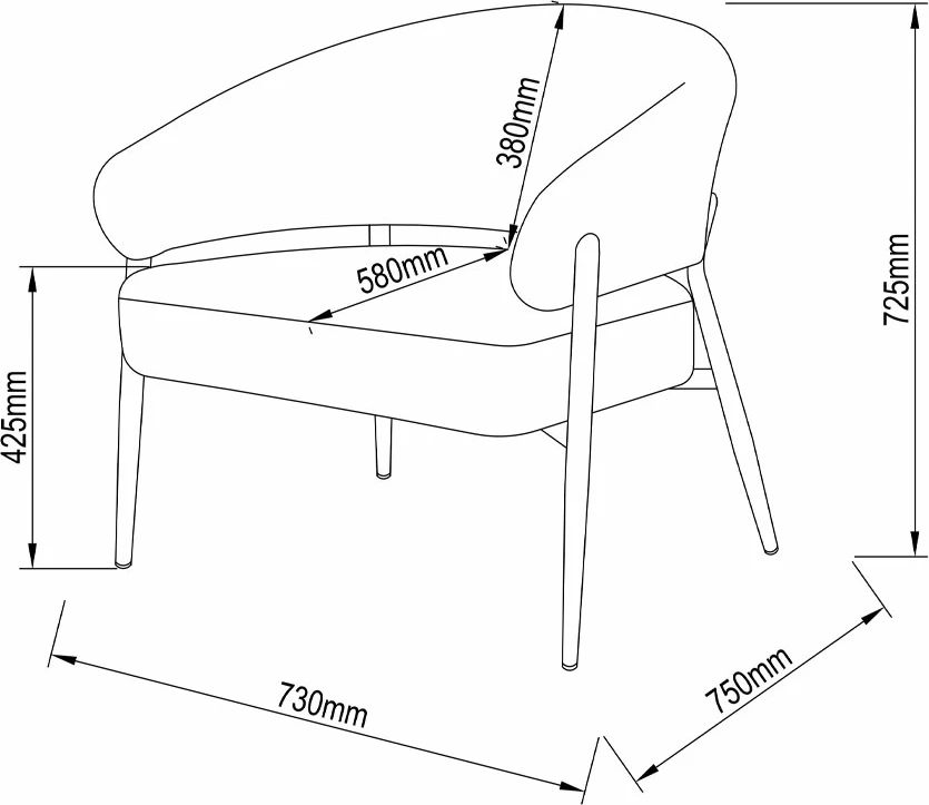 Fotelje Moritz, ngjyrë gri, 73x72x75 cm