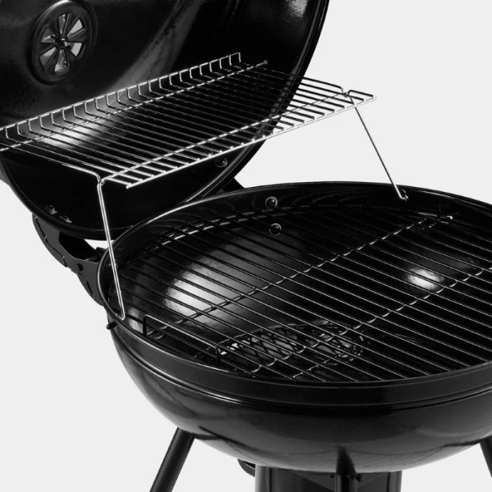 Skara kettle me qymyr VONHAUS 2500934, diametër 53.5 cm, me kapak e termometër, e zezë