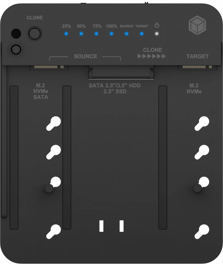 Stacion klonimi dhe docking IcyBox IB-2913MCL-C31 për SSD M.2 NVMe dhe HDD, Zi