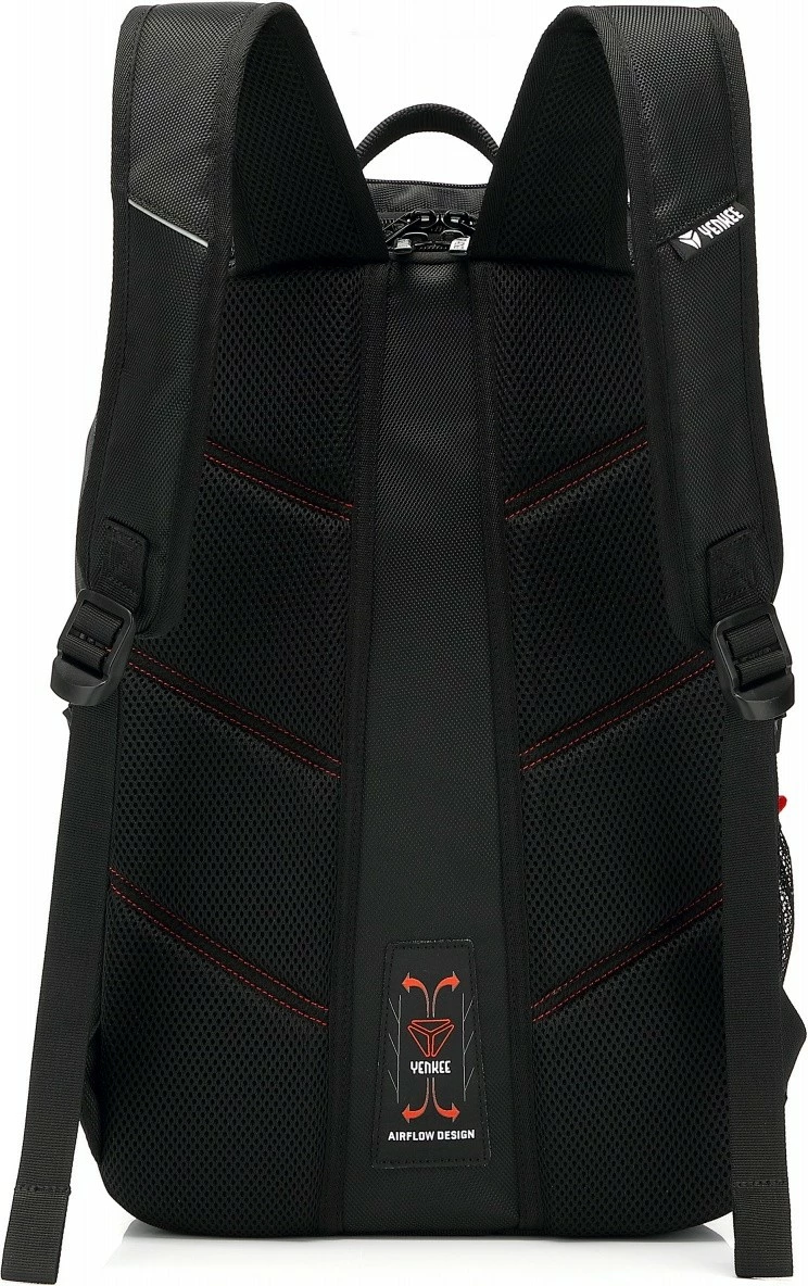 Çantë shpine për laptop YENKEE YBB 1503 SHIELD, 15.6", e zezë/kuqe