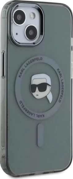 Mbështjellës Karl Lagerfeld KLHMP15SHLSKIK për iPhone 15 6.1", i fortë, MagSafe, i zi