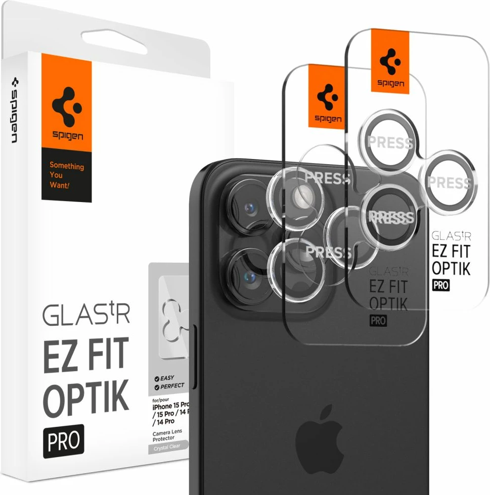 Mbrojtës xhami për kamerë Spigen Glas.tR EZ Fit Optik Pro, 2 copë, për iPhone 15 Pro / 15 Pro Max / 16 Pro / 16 Pro Max, transparent