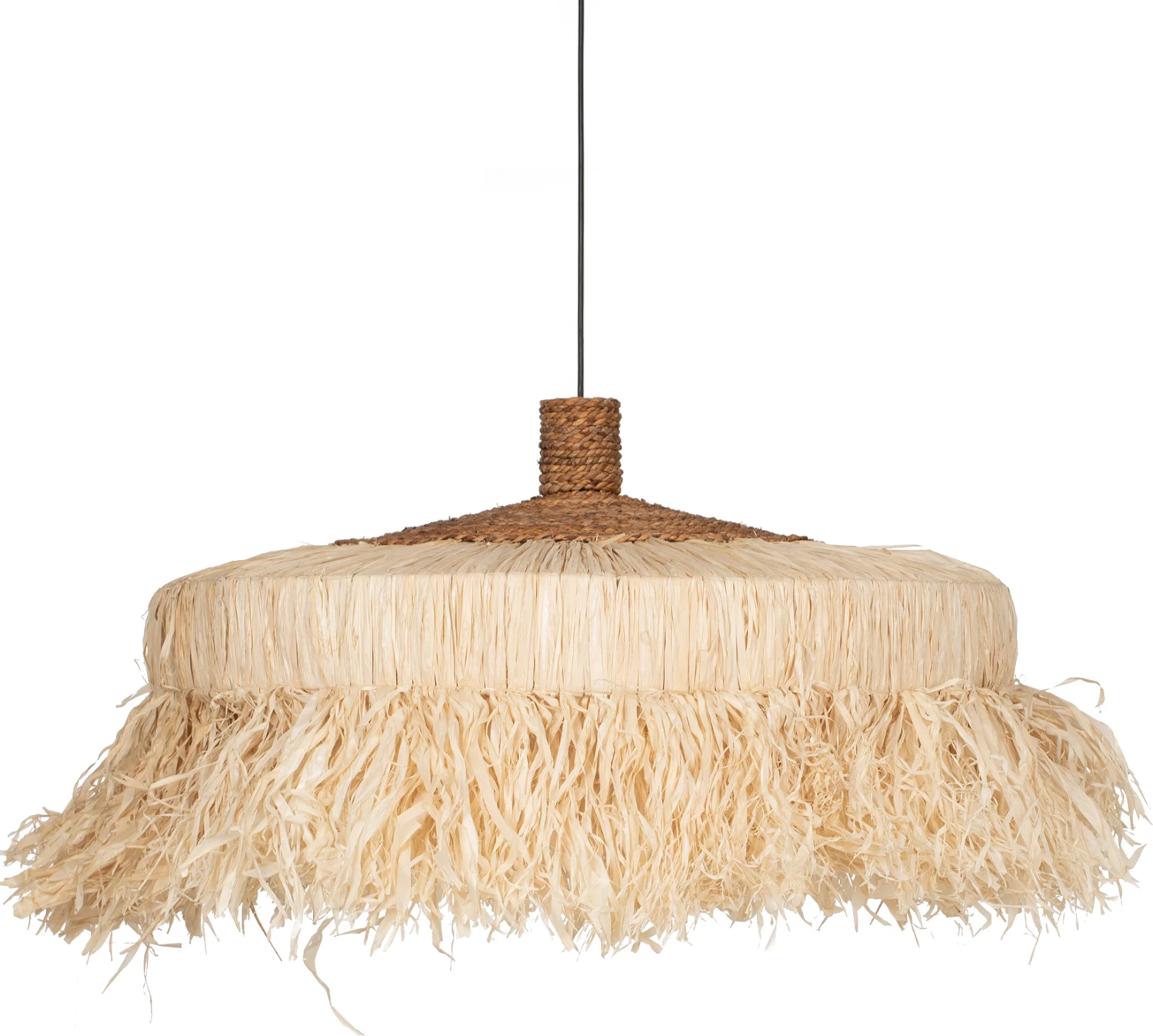 Llambë varëse tavani cilindrike, fibra sisali, ngjyrë natyrale, 80x80x45H cm, FH7790