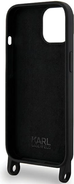 Mbështjellës Karl Lagerfeld Crossbody Silicone Choupette për iPhone 15 6.1", i zi me rrip