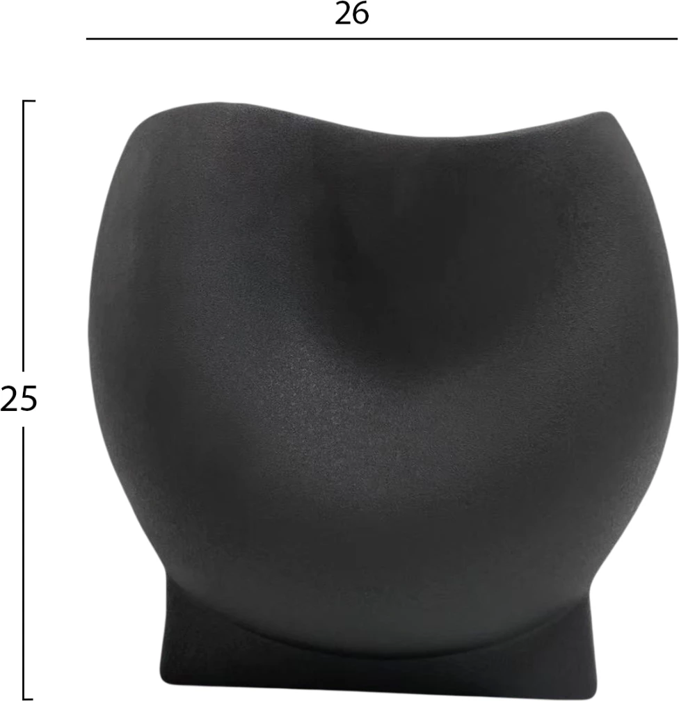 Dekor tavoline prej qeramike, ngjyrë e zezë mat, FH4610.02, 26x14x25H cm