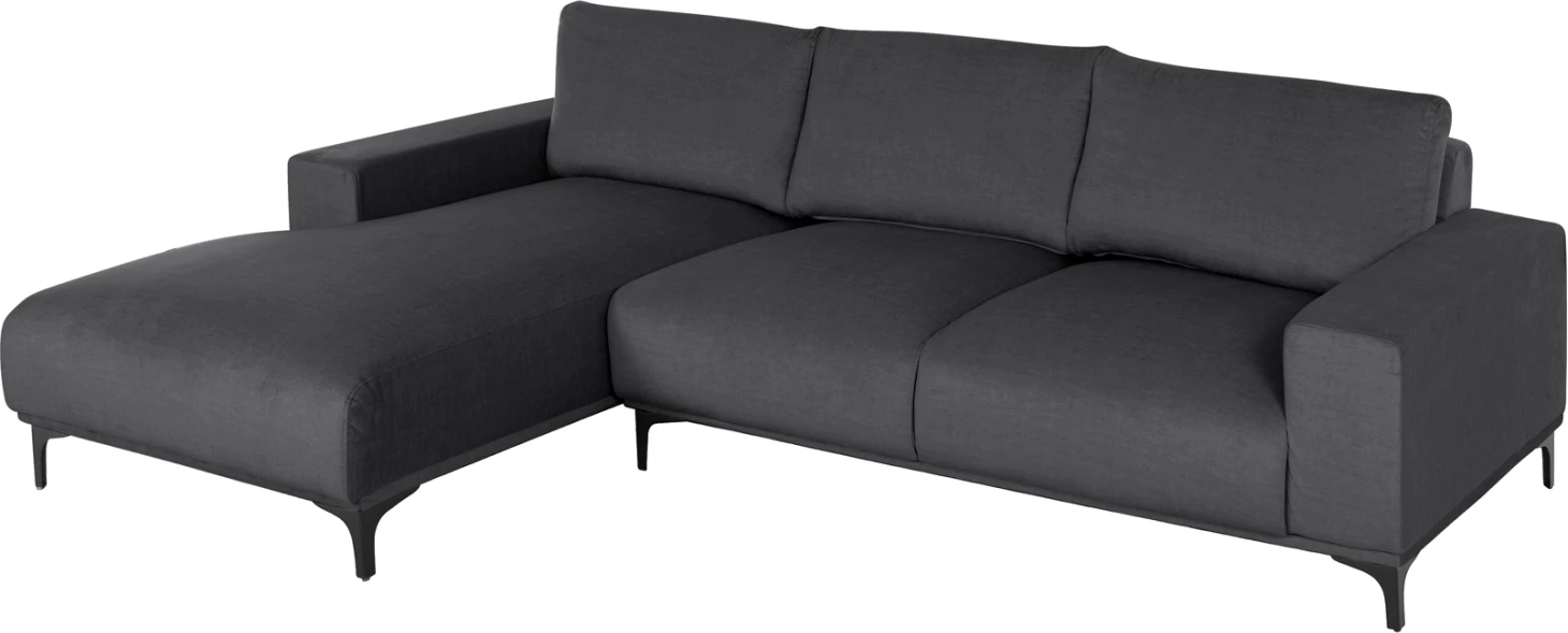Divan qoshe (majtas) NOA FH3278.02L, pëlhurë antracit, 288x90-157x67-80H cm