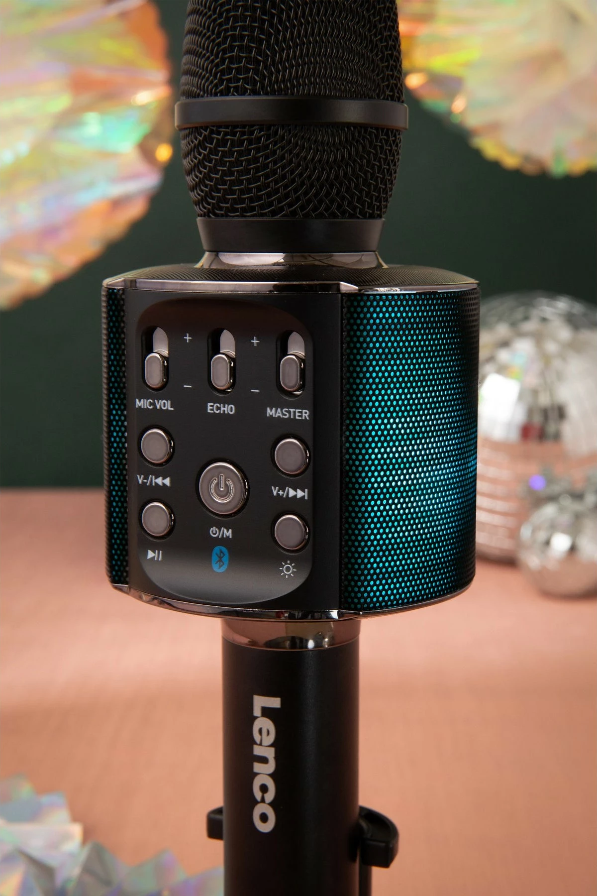 Mikrofon karaoke Lenco BMC-090, Bluetooth, altoparlant i integrum, i zi